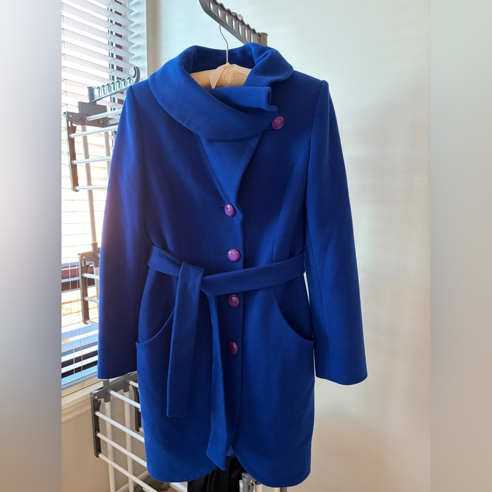KENT Royal Blue Belted Wool Coat Size 3